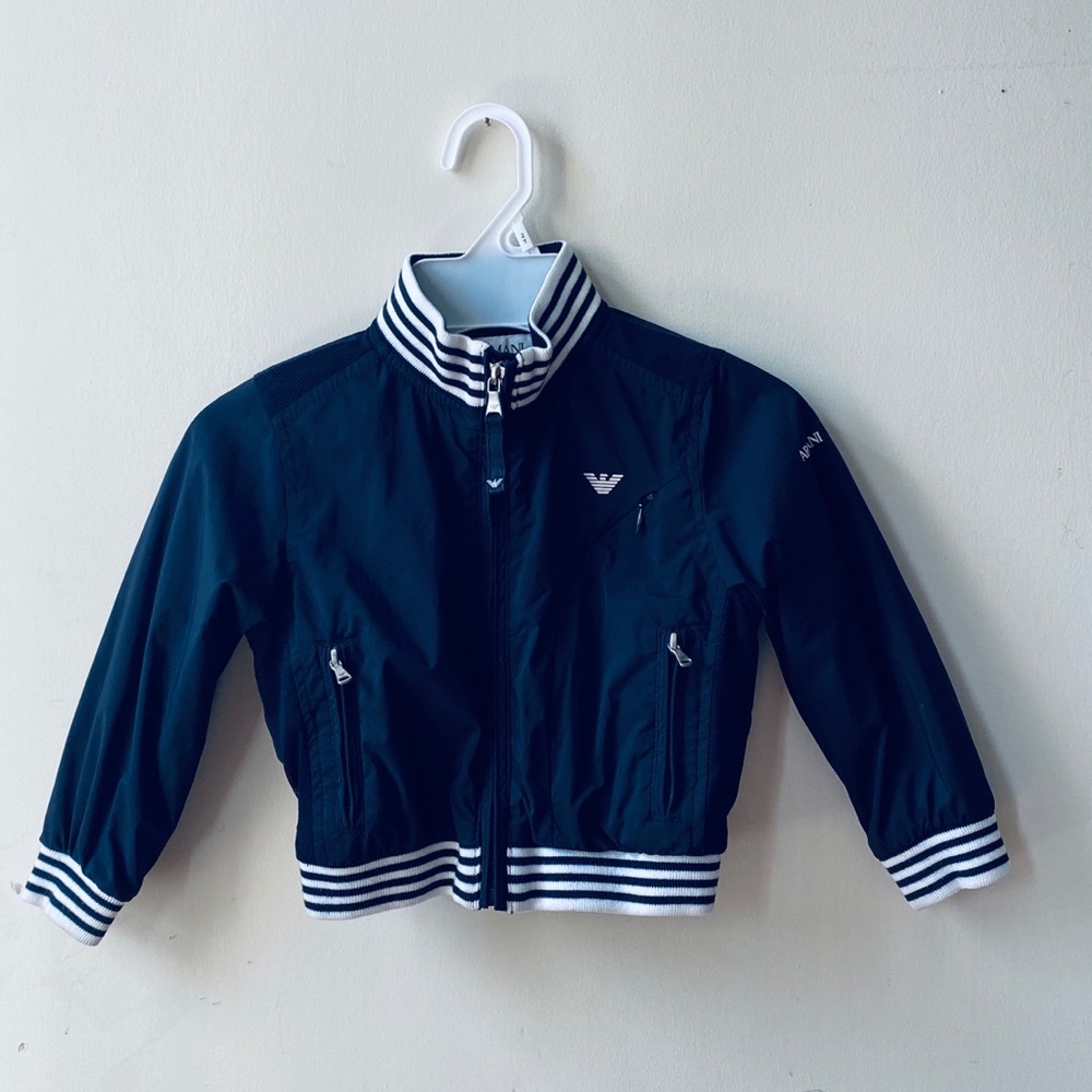 Armani Junior Navy Jacket with White Stripes-  2T
